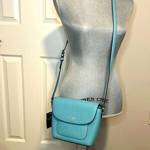 Elsie Pebbled Leather Crossbody Smokey Blue